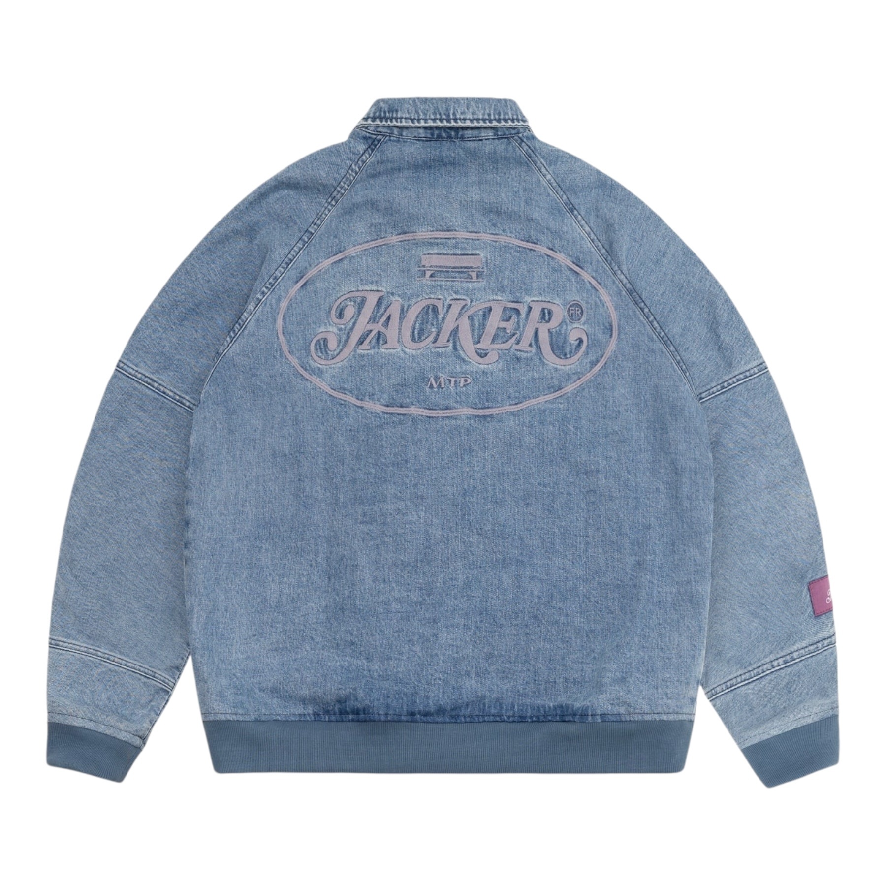 Jacker Stamp Dyed Bomber Denim Jacket - Blue