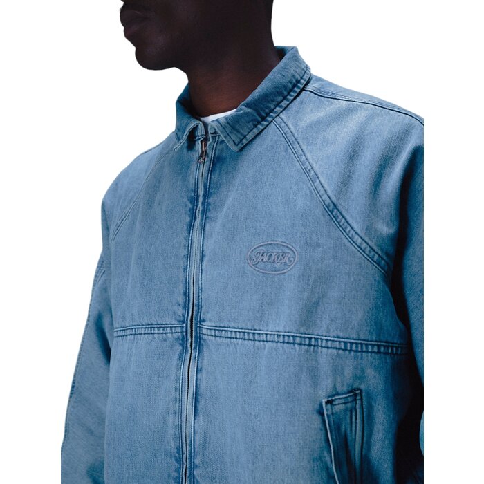Jacker Stamp Dyed Bomber Denim Jacket - Blue