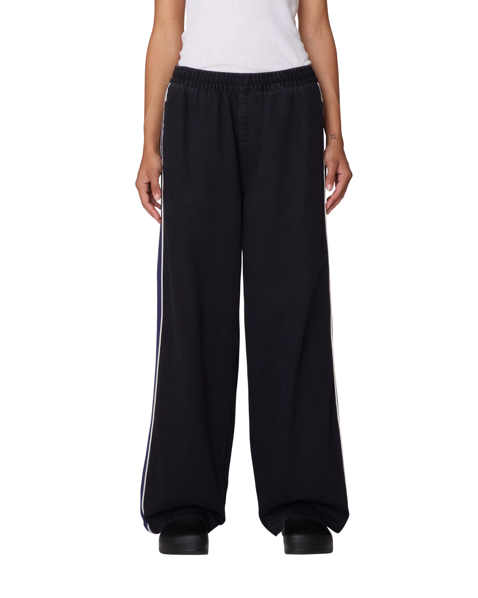 Obey Astrid Side Stripe Pant - Digital Black Faded Wash