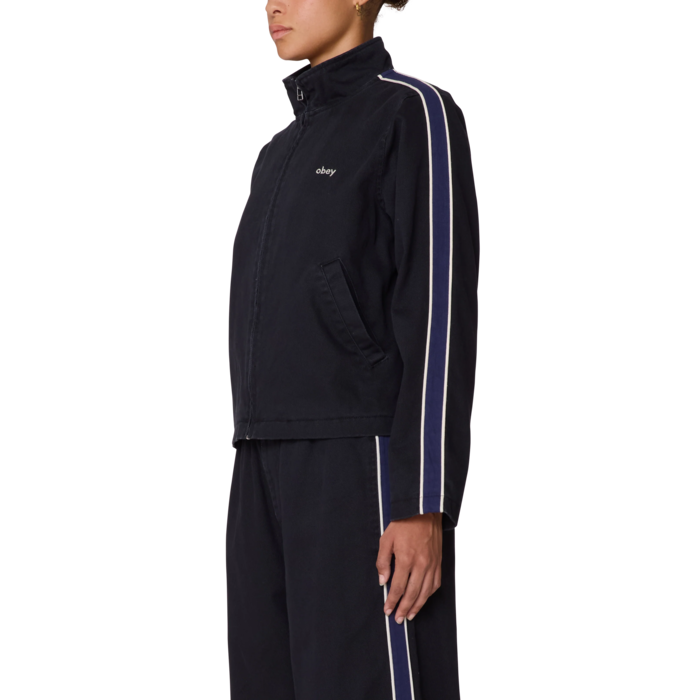 Obey Astrid Stripe Jacket - Digital Black Faded Wash
