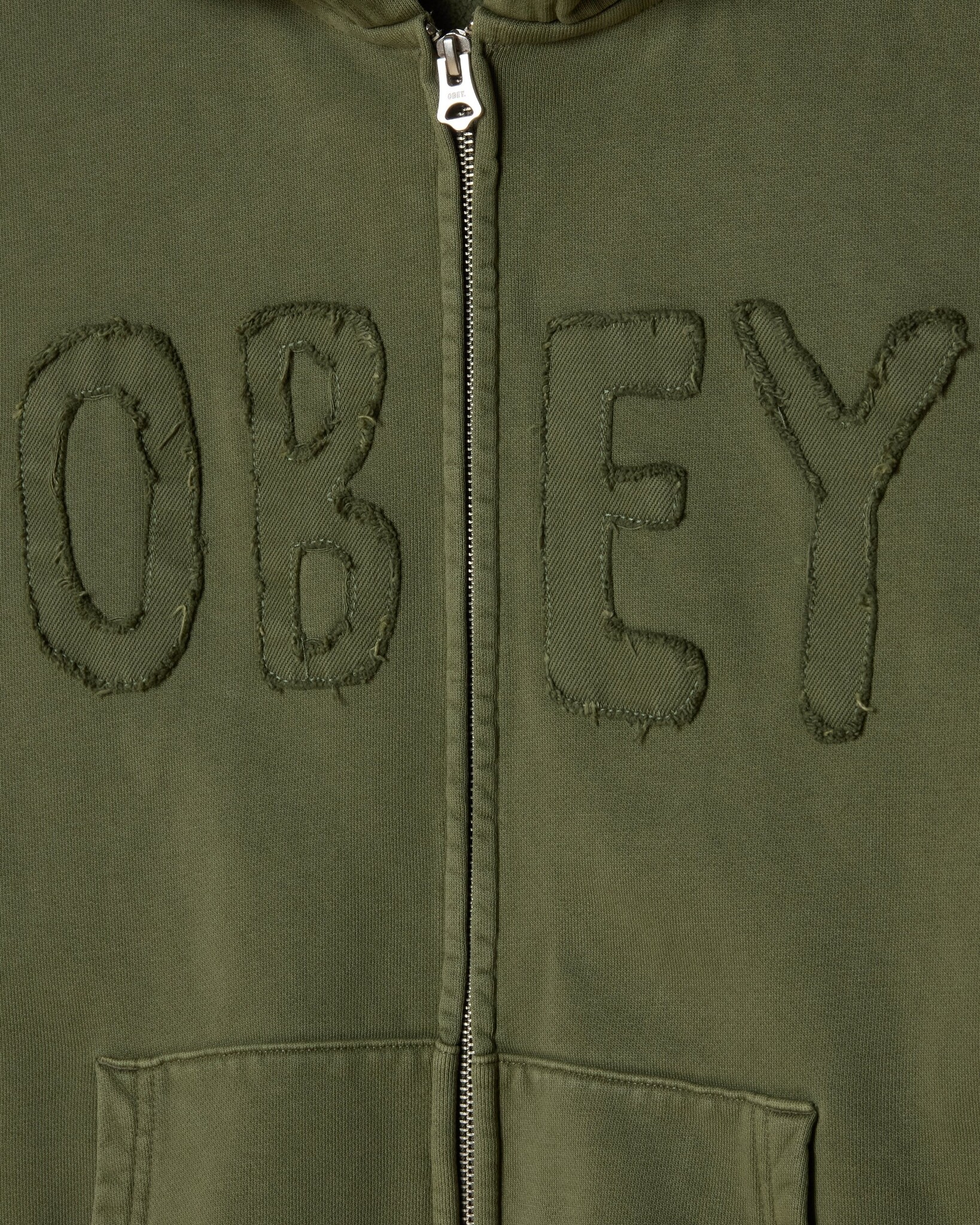 Obey Hybrid Faded Zip Hood - Deep Lichen Green (Faded Wash)
