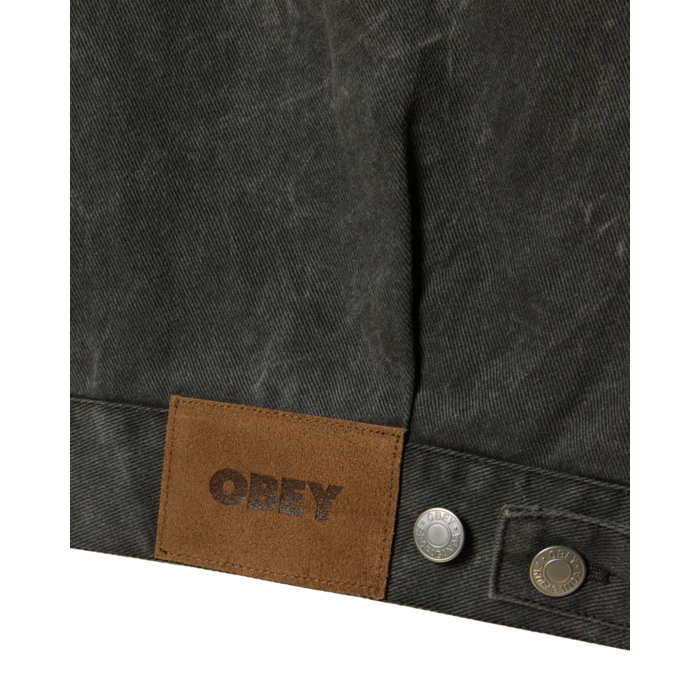 Obey Workman Zip Jacket - Black Wrinkle Wash