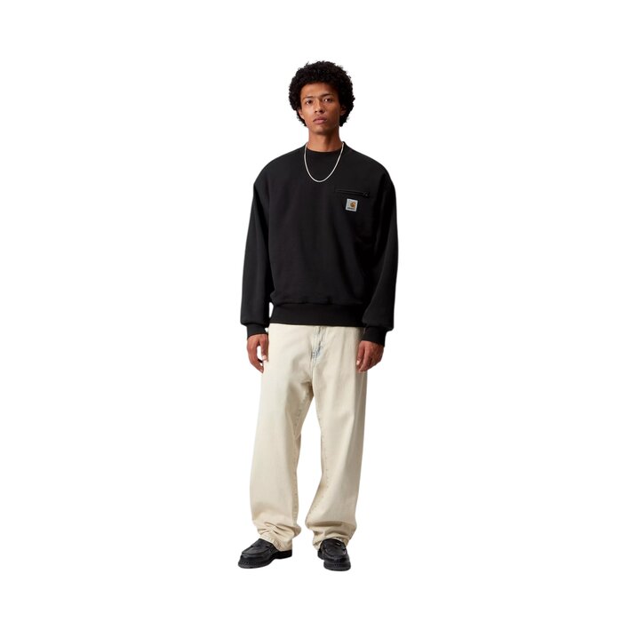 Carhartt WIP Detroit Sweat - Black Stone Washed