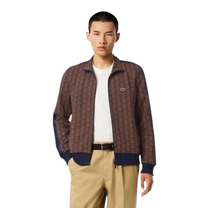 Lacoste Veste de survêtement zippée Paris jacquard -  Violet/Marron