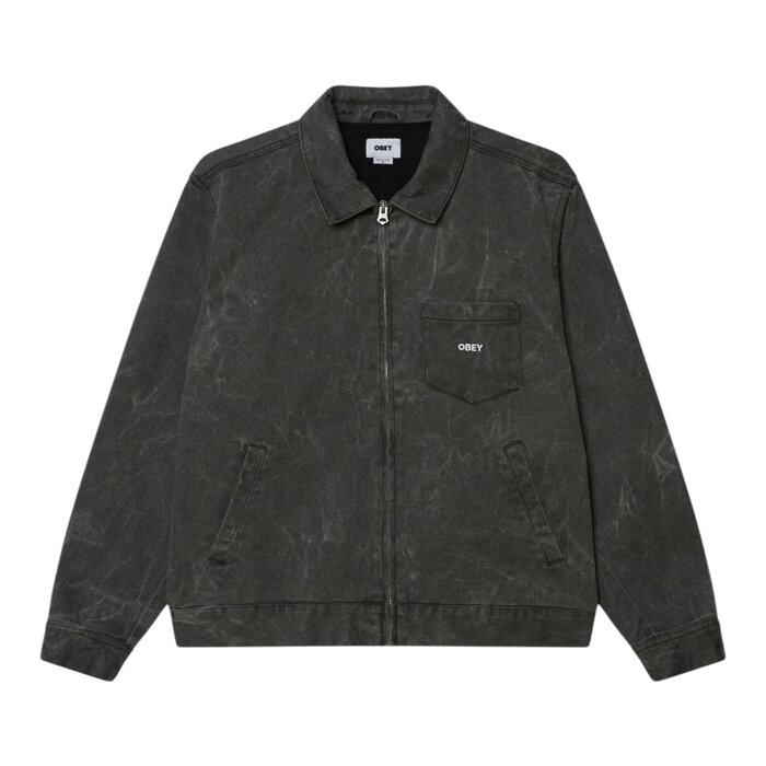 Obey Workman Zip Jacket - Black Wrinkle Wash