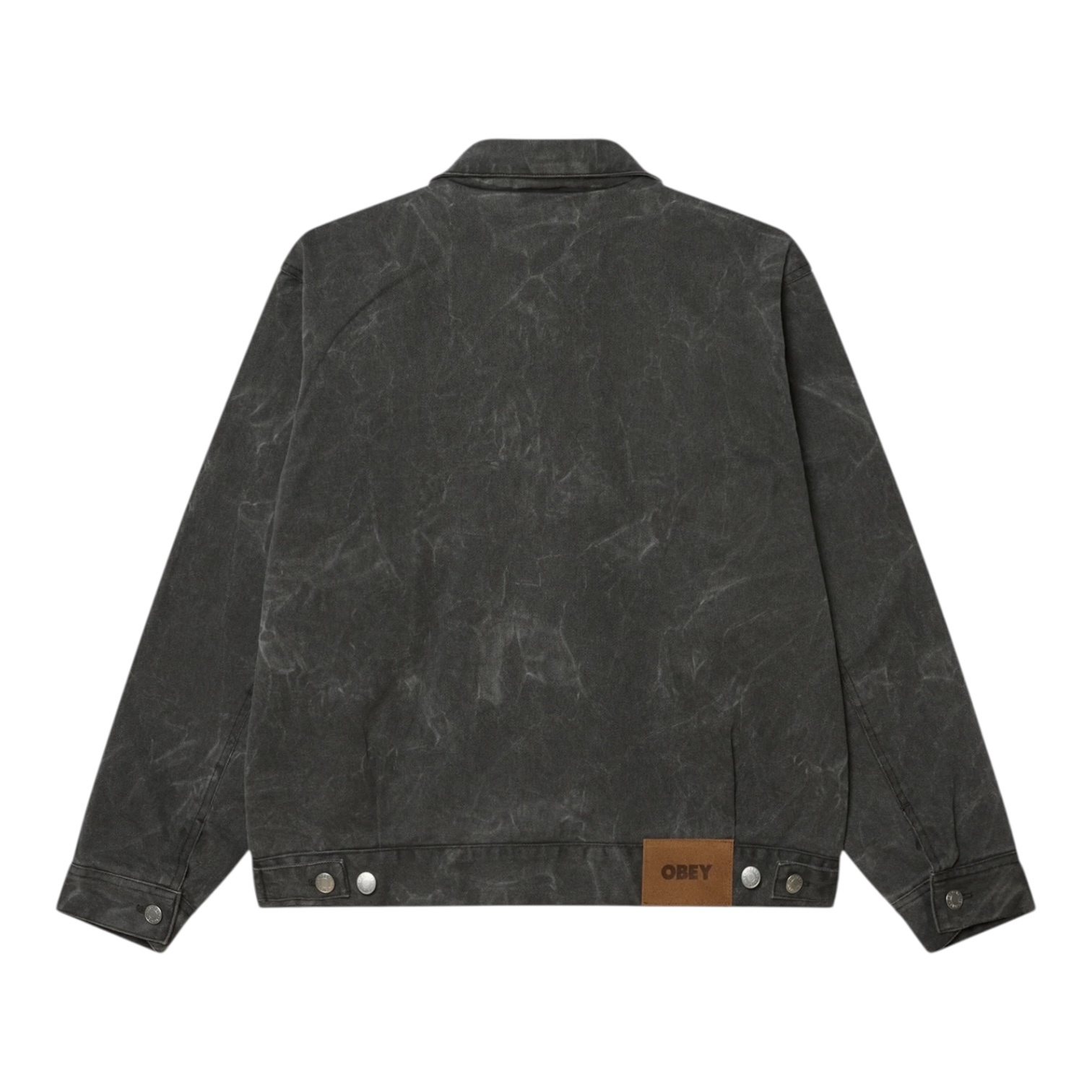 Obey Workman Zip Jacket - Black Wrinkle Wash