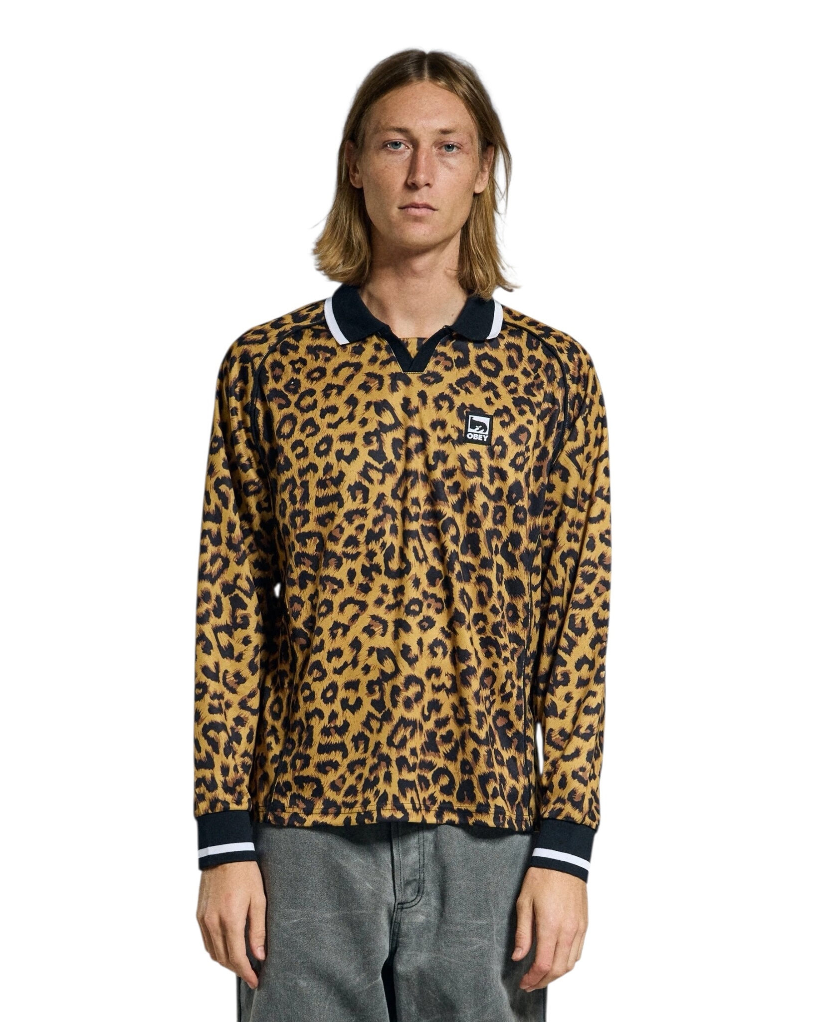 Obey Polo Collar Sport Shirt - Leopard Multi