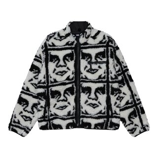 Obey Repeated Icon Sherpa Jacket - Black Multi