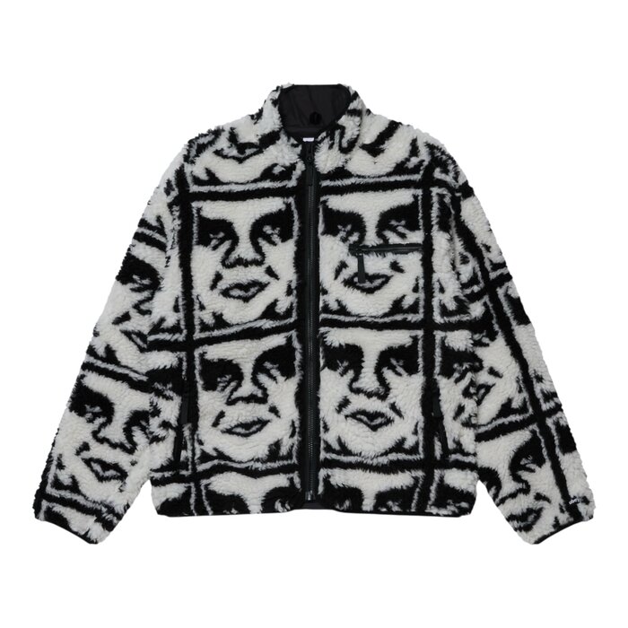 Obey Repeated Icon Sherpa Jacket - Black Multi