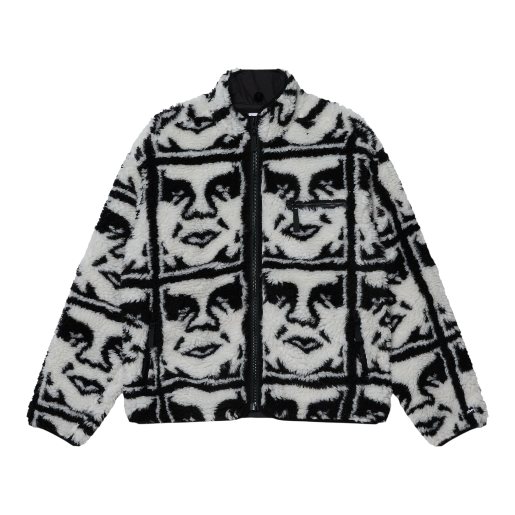 Obey Repeated Icon Sherpa Jacket - Black Multi