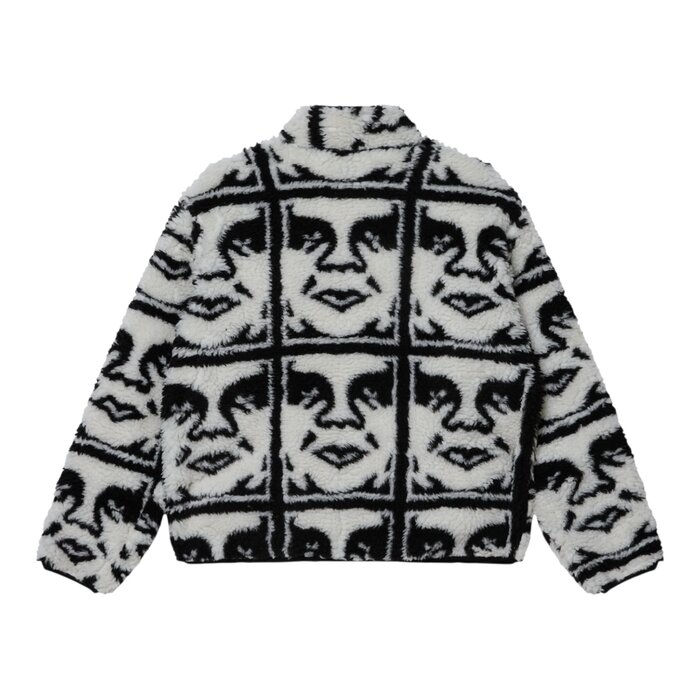 Obey Repeated Icon Sherpa Jacket - Black Multi