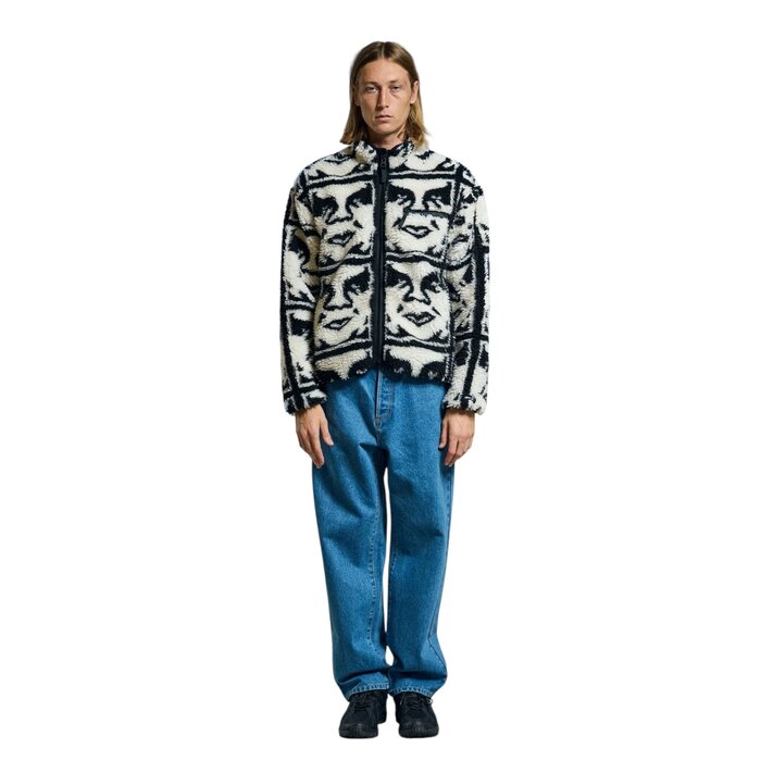 Obey Repeated Icon Sherpa Jacket - Black Multi