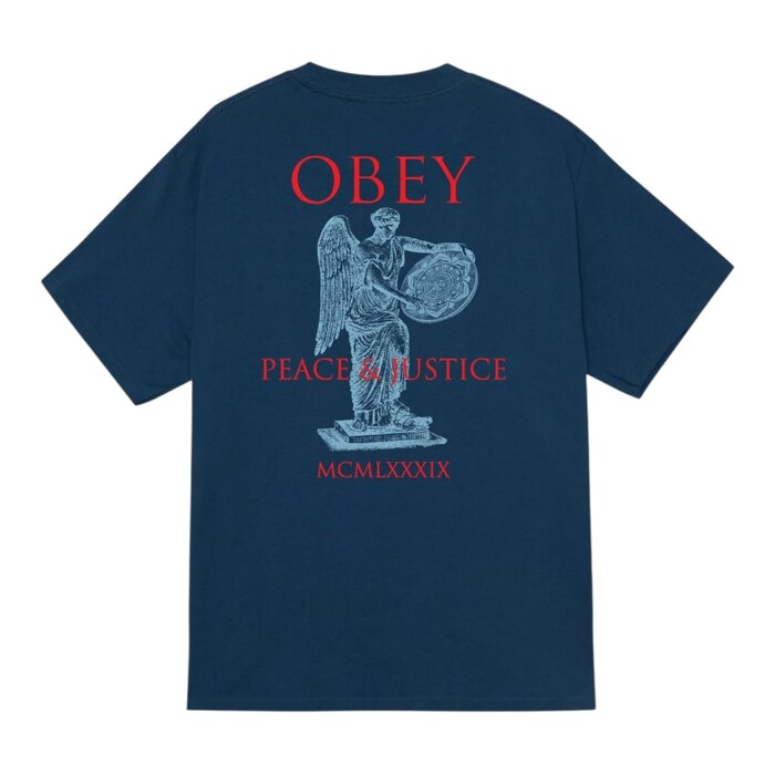 Obey Peace & Justice Statue  T-shirt - Harbor Blue