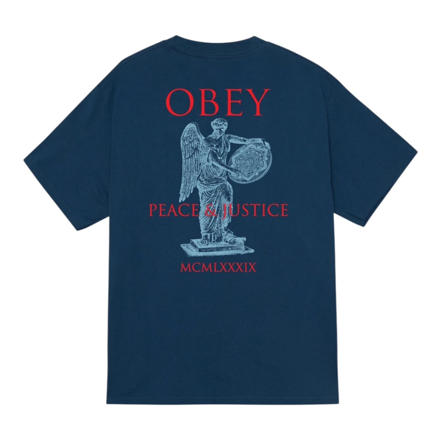 Obey Peace & Justice Statue  T-shirt - Harbor Blue