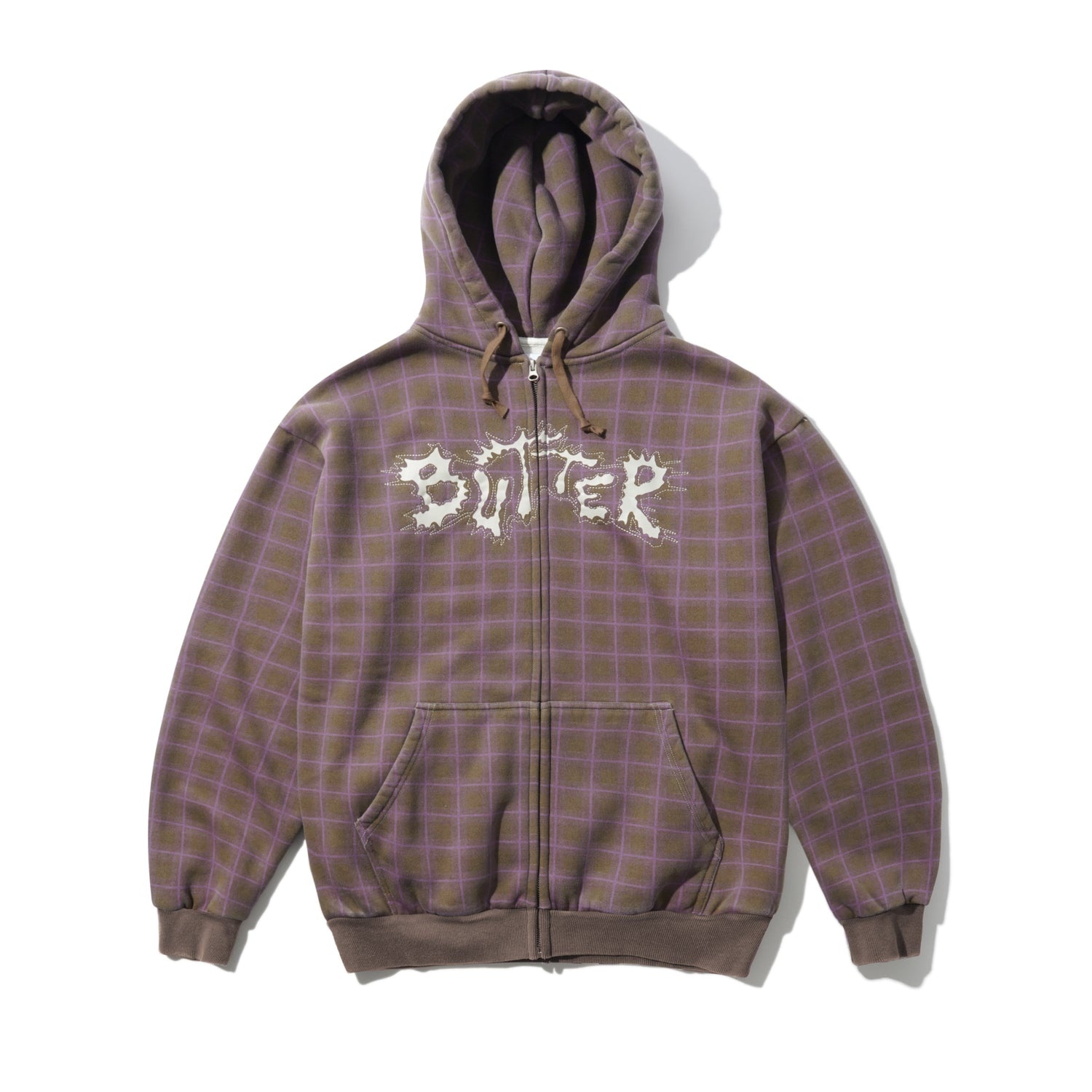 Butter Eruption Zip-Thru Hooded Sweater - Plaid