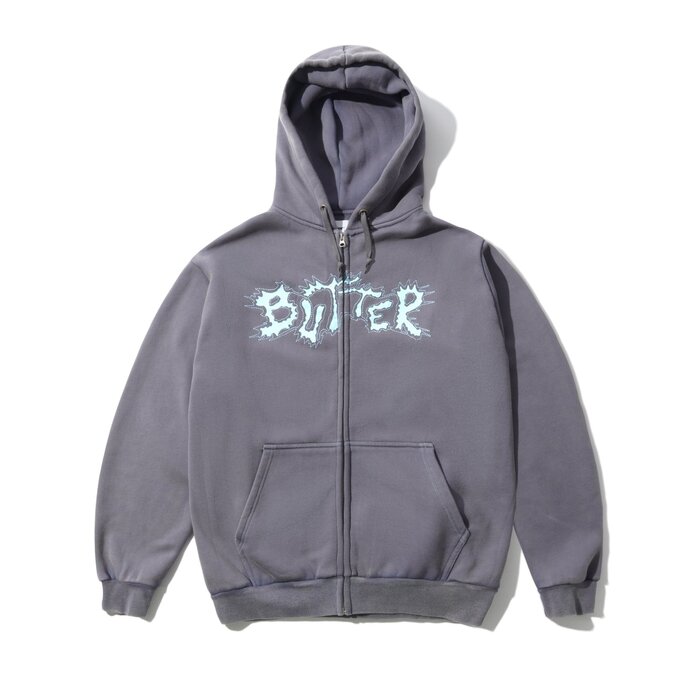 Butter Eruption Zip-Thru Hooded Sweater - Denim
