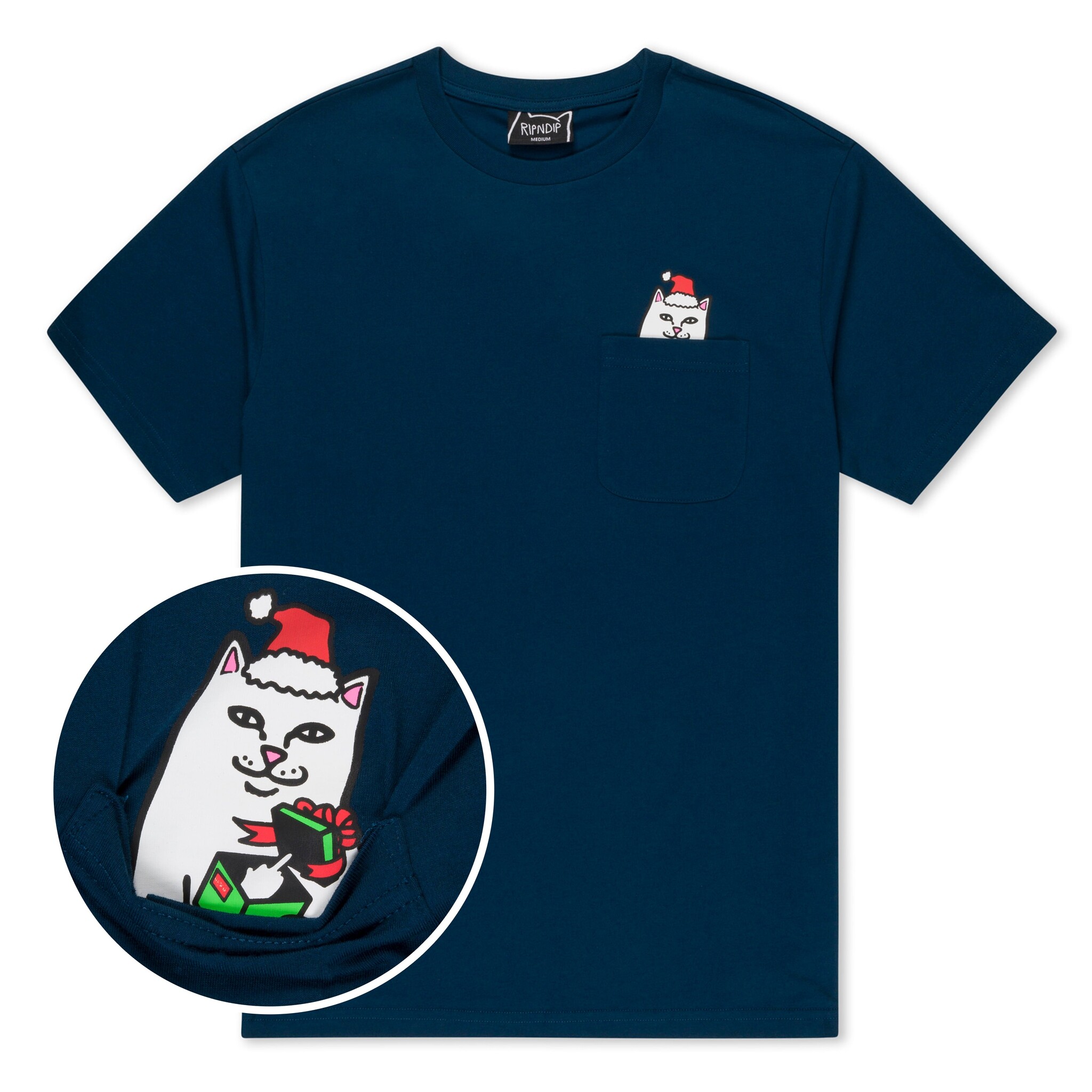 RipNDip Secret Santa pocket Tee - Navy