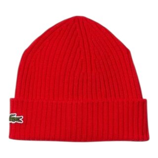 Lacoste Bonnet côtelé en laine - Rouge