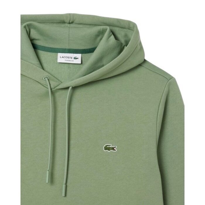 Lacoste Sweatshirt à capuche en coton biologique - Vert Thyme