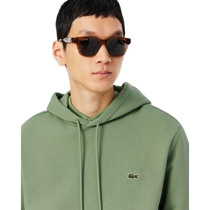 Lacoste Sweatshirt à capuche en coton biologique - Vert Thyme