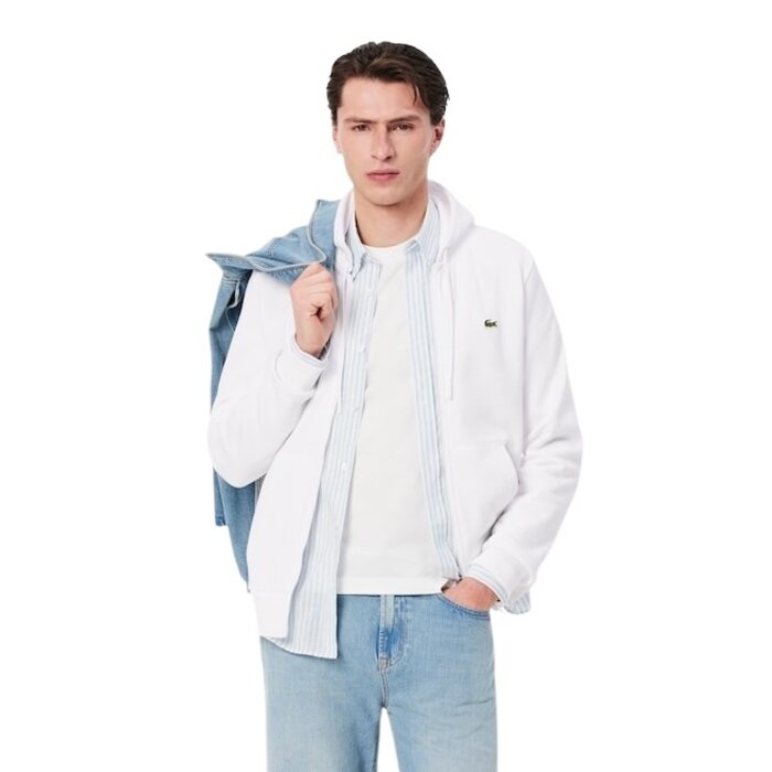 Lacoste Sweatshirt Zippé Lacoste avec Poche Kangourou - Blanc