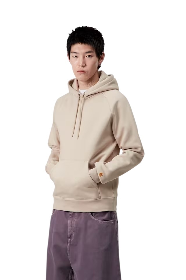 Carhartt WIP Hooded Chase Sweat - Fleur De Sel/Gold