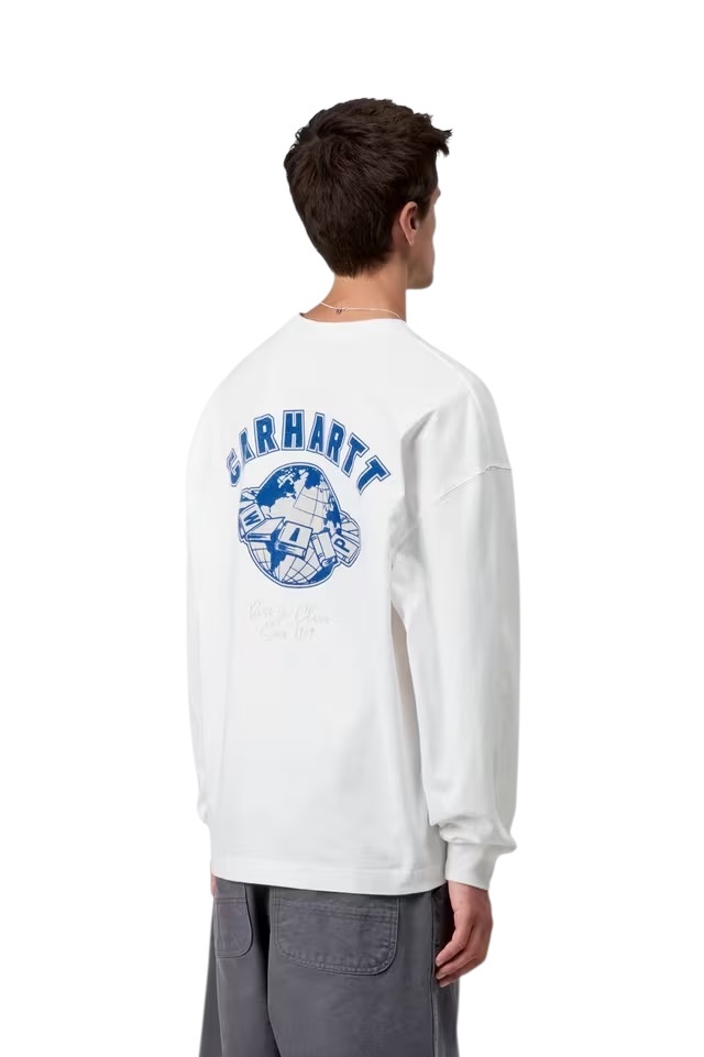 Carhartt WIP L/S World Class T-Shirt - White Heavy Stone Wash