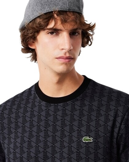 Lacoste T-shirt Jersey Monogramme - Gris Foncé/Noir