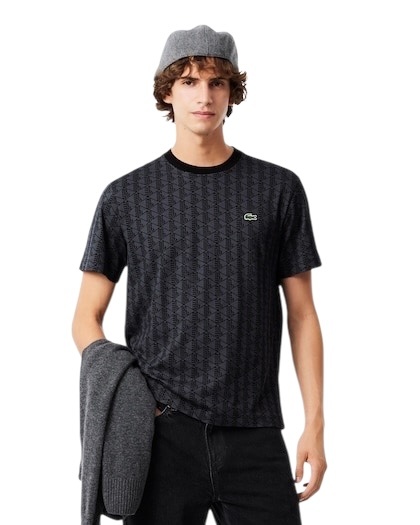 Lacoste T-shirt Jersey Monogramme - Gris Foncé/Noir