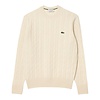 Pull Torsadé en Laine Cardée Col Rond - Blanc