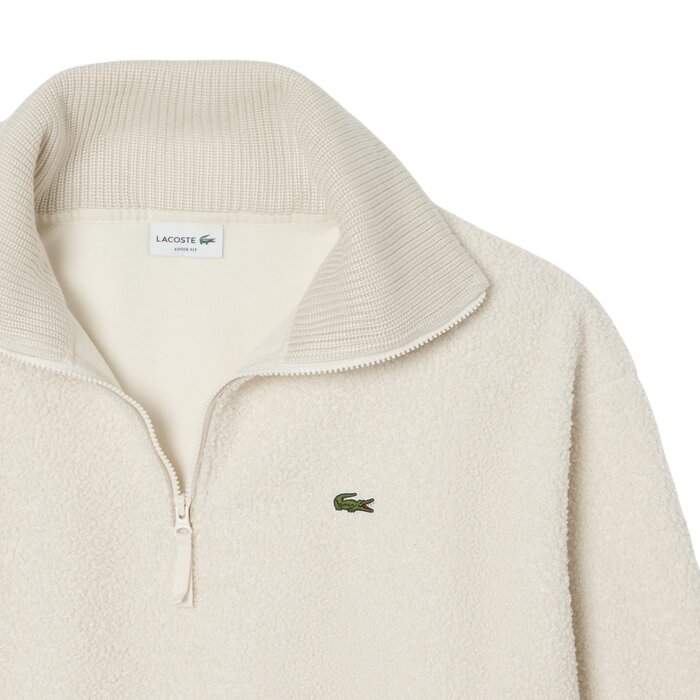 Lacoste Sweatshirt Polaire Col Montant Zippé - Blanc XFJ