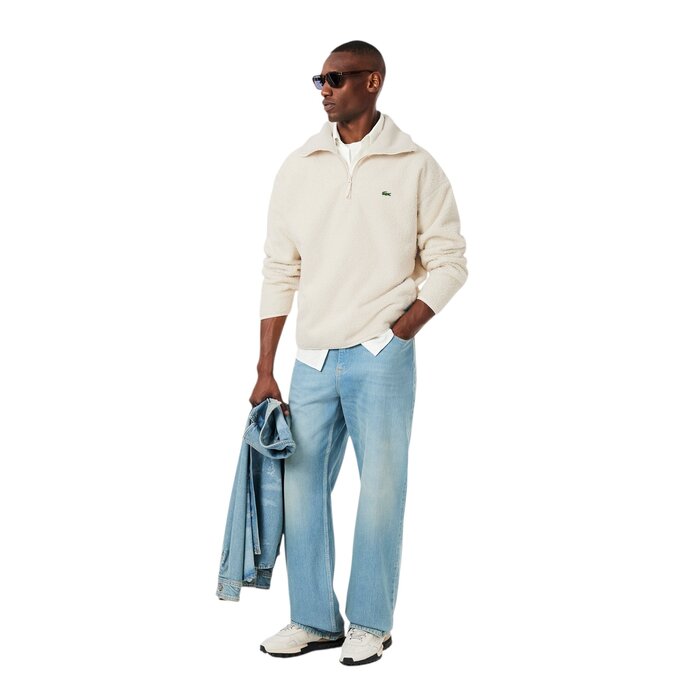 Lacoste Sweatshirt Polaire Col Montant Zippé - Blanc XFJ