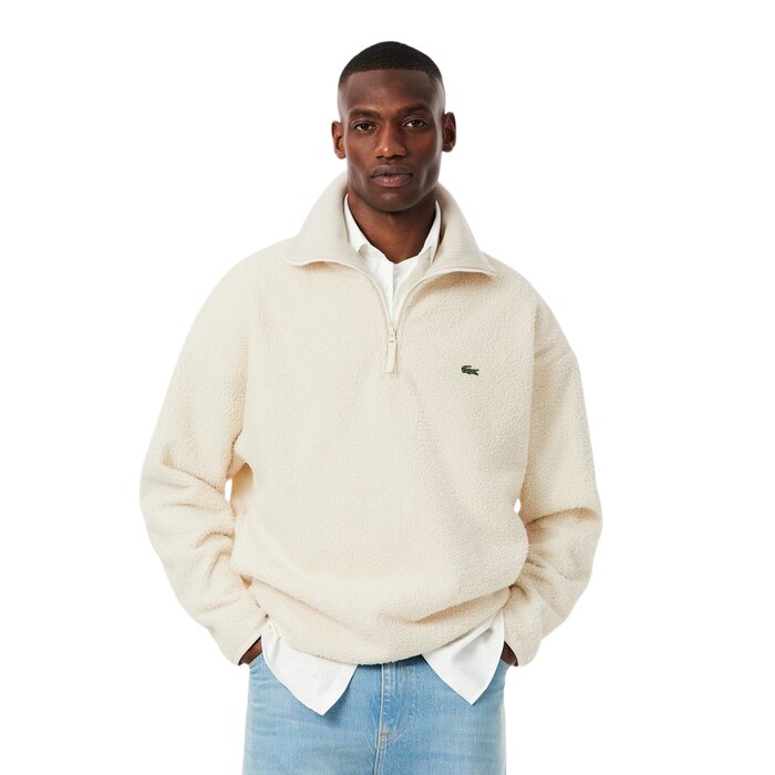Lacoste Sweatshirt Polaire Col Montant Zippé - Blanc XFJ