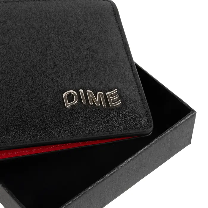 Dime Leather Bifold Wallet - Balck/Cherry