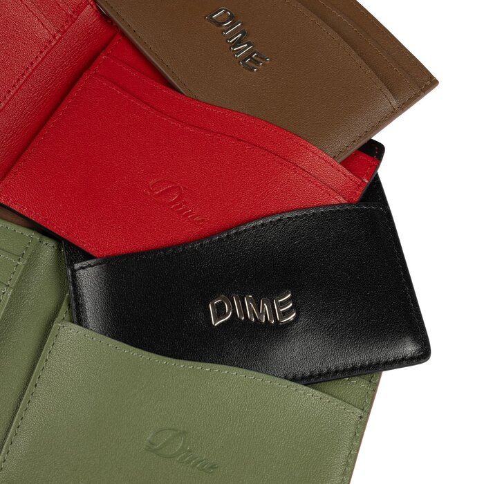 Dime Leather Bifold Wallet - Balck/Cherry