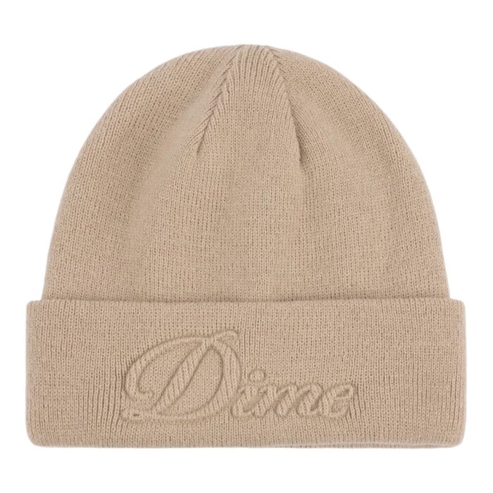 Dime Cursive Fold Beanie - Tan