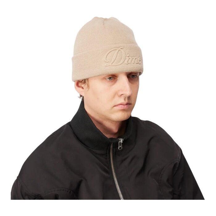 Dime Cursive Fold Beanie - Tan
