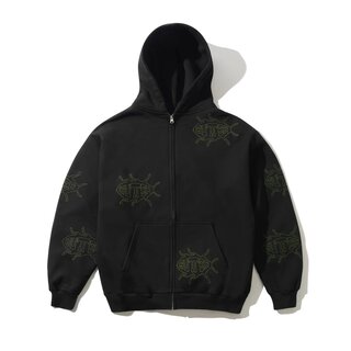 Butter Roach Zip-Thru Hooded Sweater - Black