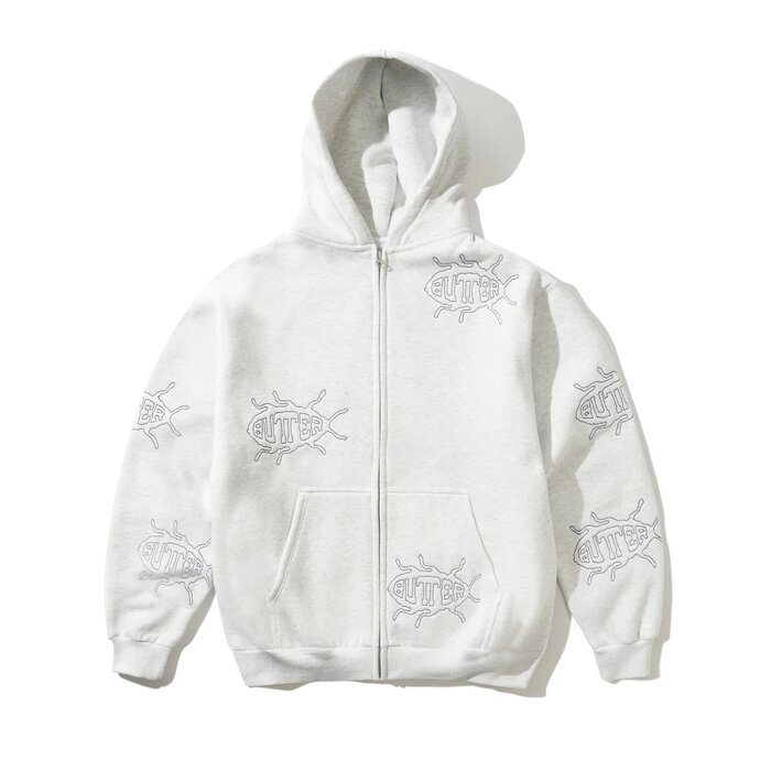 Butter Roach Zip-Thru Hooded Sweater - Ash