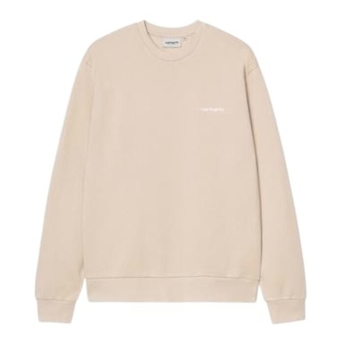 Carhartt WIP Script Embroidery Sweat - Fleur De Sel/White