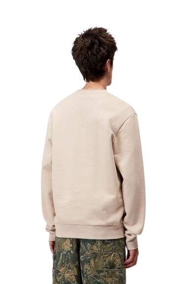 Carhartt WIP Script Embroidery Sweat - Fleur De Sel/White