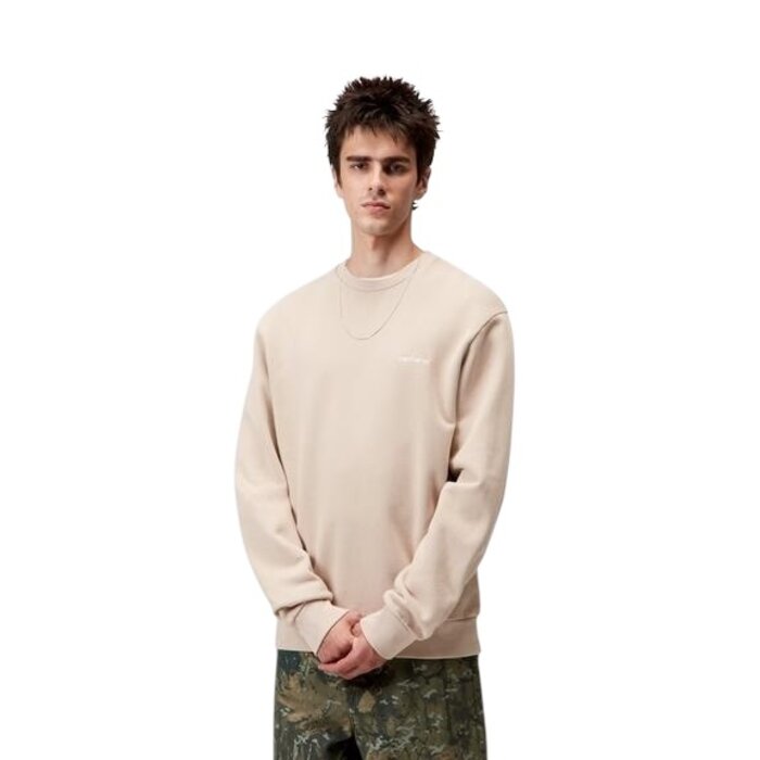 Carhartt WIP Script Embroidery Sweat - Fleur De Sel/White