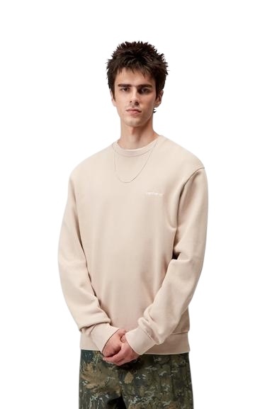 Carhartt WIP Script Embroidery Sweat - Fleur De Sel/White