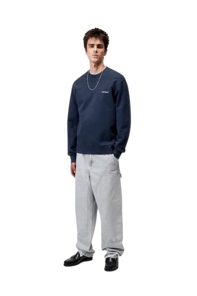 Carhartt WIP Script Embroidery Sweat - Jupiter/White