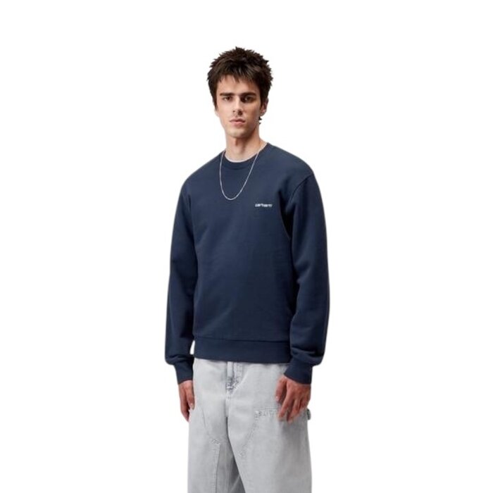 Carhartt WIP Script Embroidery Sweat - Jupiter/White
