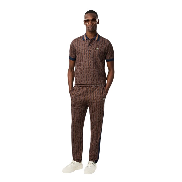 Lacoste Pantalon de survêtement Paris jacquard monogramme - Violet/Marron