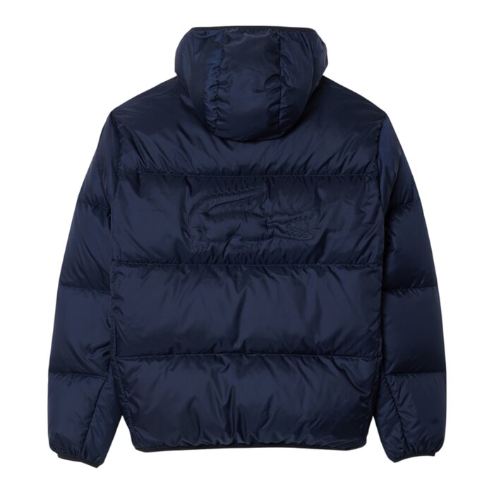 Lacoste Doudoune à Capuche Courte Déperlante - Bleu Marine