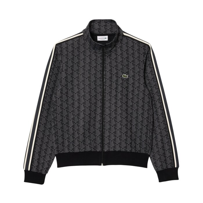Lacoste Veste de survêtement zippée Paris jacquard -  Noir/Gris foncé