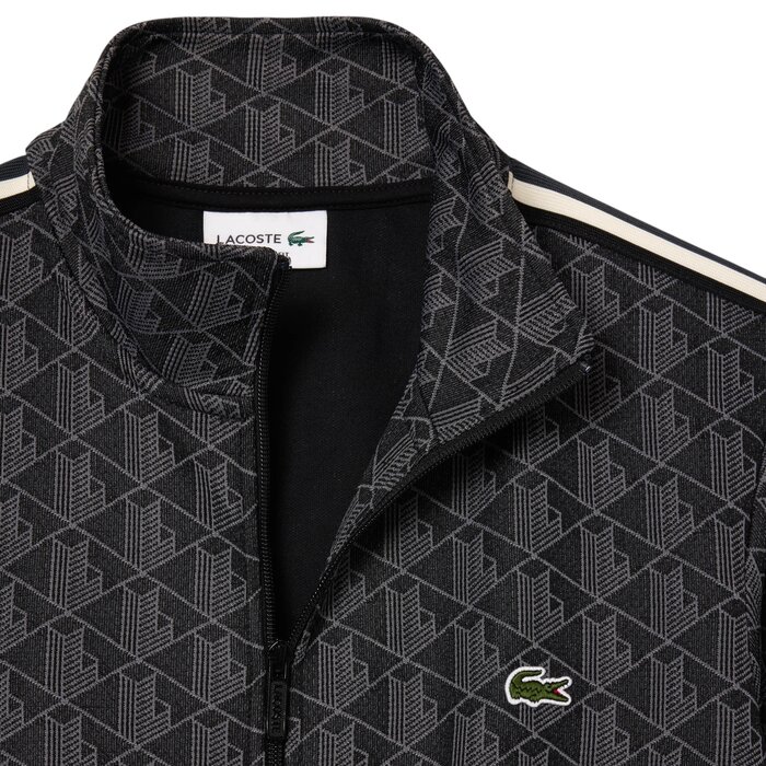 Lacoste Veste de survêtement zippée Paris jacquard -  Noir/Gris foncé