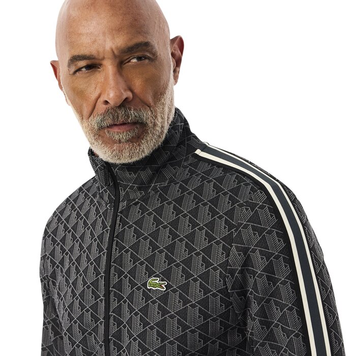 Lacoste Veste de survêtement zippée Paris jacquard -  Noir/Gris foncé